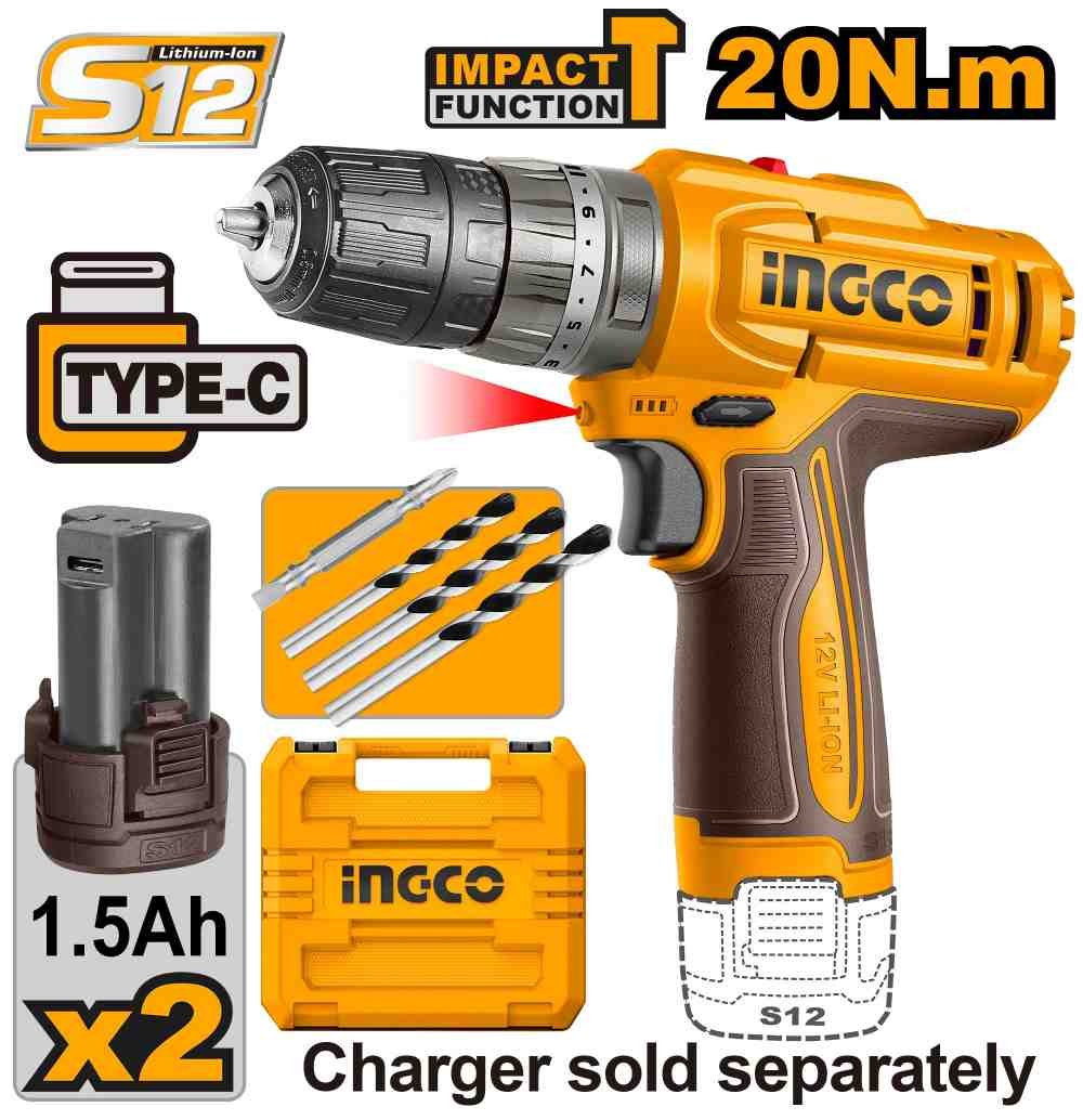 Li-Ion ელ. ხრახნდამჭერი 12V USB-Type-C (CIDLI12206)