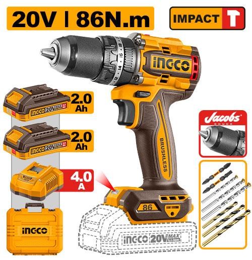 Li-Ion ელ. ხრახნდამჭერი ჩაქუჩით 20V-86N.M (CIDLI208688)