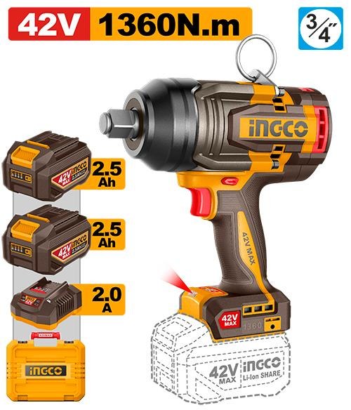 Li-Ion ელ. ქანჩის მოსახსნელი 42V/1360N.M (CIWLI421362)