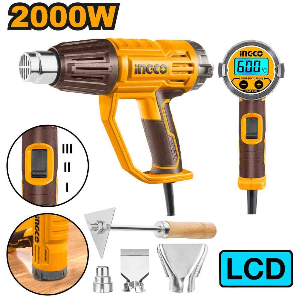 Фен строительный INGCO 2000 Вт, с LCD-дисплеем (HG200058)