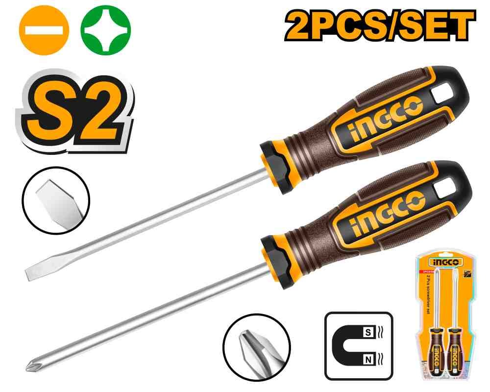 INGCO screwdriver set SL6.5/PH2 125 mm, 2 pcs (HKSDS0228)