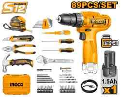 INGCO tool set with 12V cordless drill, 89 pcs (HKTHP10891)