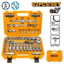 Набор торцевых головок с трещоткой INGCO 1/2", 62 предмета (HKTS12602)