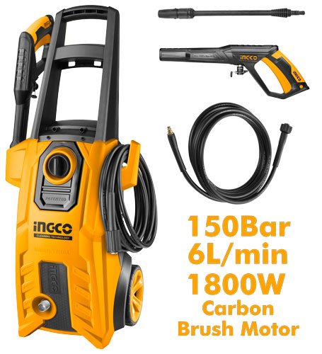 INGCO pressure washer 1800W, 150 bar (HPWR18008)