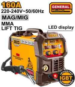 Сварочный инвертор многофункциональный INGCO MIG/MAG/MMA/TIG 160 А (ING-MGT16058)