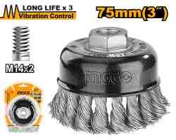 INGCO wire brush for angle grinder 75 mm, M14 (WB20755)