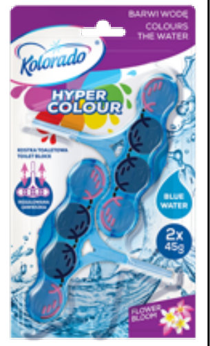 Kolorado Hyper Colour Duopack ტუალეტის ბლოკი 2x45 გ, ლურჯი, „ყვავილობა“