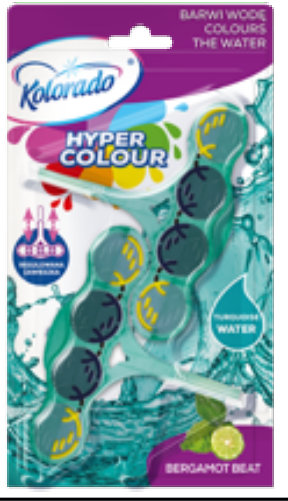 Kolorado Hyper Colour Duopack ტუალეტის ბლოკი 2x45 გ, ფირუზისფერი, ბერგამოტი