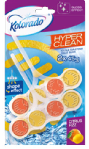 Kolorado Hyper Clean Duopack ტუალეტის ბლოკი 2x45 გ, „ციტრუსის ქაფი“