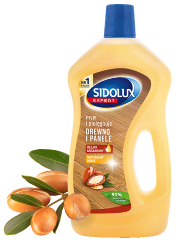 Sidolux Expert ხისა და ლამინატის იატაკის საწმენდი საშუალება არგანის ზეთით 0,75 ლ