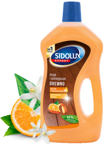 Sidolux Expert ხის იატაკის საწმენდი საშუალება ფორთოხლის ზეთით 0,75 ლ
