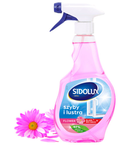 Sidolux Crystal შუშის საწმენდი სითხე ყვავილის არომატით 0,5 ლ