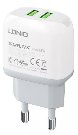 LDNIO A2219 charger without cable, 12W USB (2 ports) fast wall charger, white