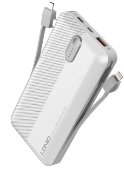 LDNIO პორტატული დამტენი, ფაუერ ბანკი PL2014 White 20000mAh fast charging Power Bank Built-in Cable Output port including Type-c Lightning and Micro თეთრი