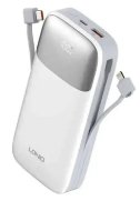 Внешний аккумулятор LDNIO PQ20 White, 20000mAh, 22.5W, быстрая зарядка, встроенные кабели для смартфонов, белый