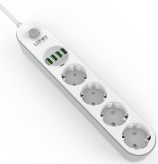 LDNIO დამაგრძელებელი/დამცავი SE4432 Extension Cord 4 Outlet Power Strip with 3.4A USB PD Quick Charge USB Power-S, 2500W, 10A, 2M