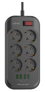 LDNIO დამაგრძელებელი/დამცავი SE6403 5V/3.4A 6 Outlets + 4 USB Ports EU Socket With USB Port, 2500W, 10A, 2M