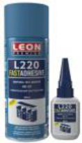 LEON L220 ორკომპონენტიანი ციანოაკრილატის წებო აქტივატორით, 200 მლ + 50 გ