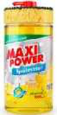 Maxi Power ულტრაკონცენტრირებული ჭურჭლის სარეცხი სითხე ლიმონის არომატით, ღრუბლით, 1 ლ, ფოსფატების გარეშე