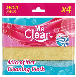 MS CLEAR მიკროფიბრის ტილო 4 ც, 220 გ, 30x30 სმ