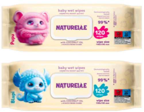 Naturelle სველი ხელსახოცები ქოქოსის ზეთით, XXL 190x190, 120 ც
