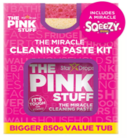 The Pink Stuff სასწაულმოქმედი საწმენდი პასტა 850 გ + Squeezy ორმხრივი ღრუბელი