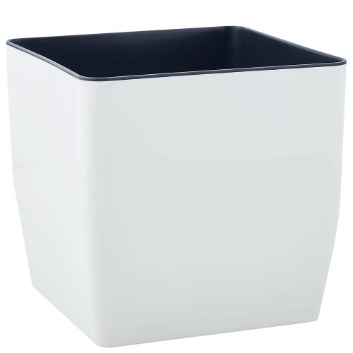 Горшок пластиковый Kvadro низкий 22×22×21 см, белая роза